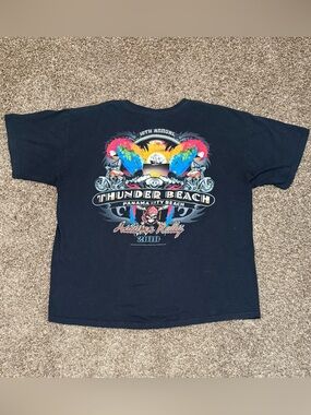 Y2K Thunder Beach Motorcycle Biker Rally 2010 T-Shirt Mens XL Black Panama City